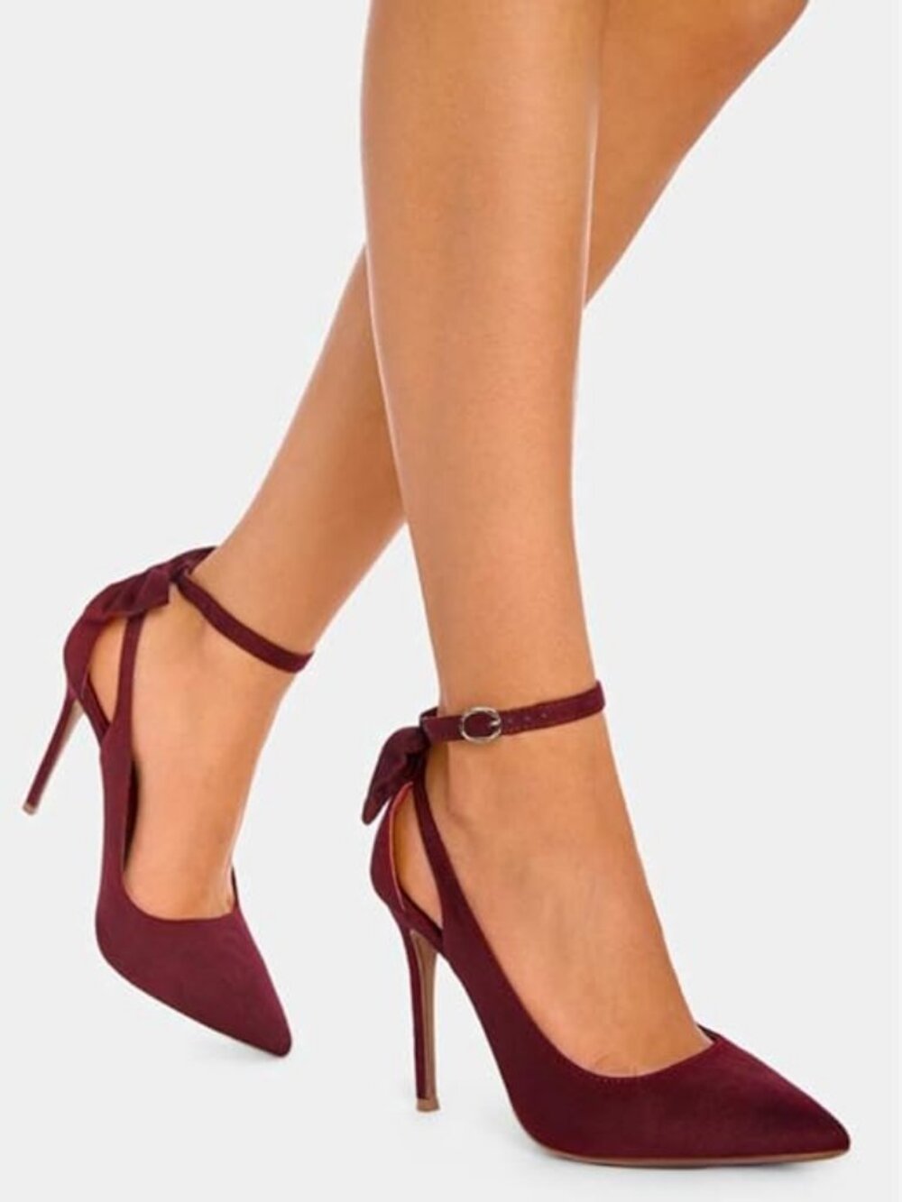 Fashare Bow Tie Back Stiletto Heels - Sexy Ankle Strap Wedding Dress Pumps